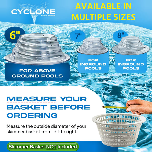 6" Cyclone - Only for Above Ground Pools - Turbocharges pool skimmer water flow